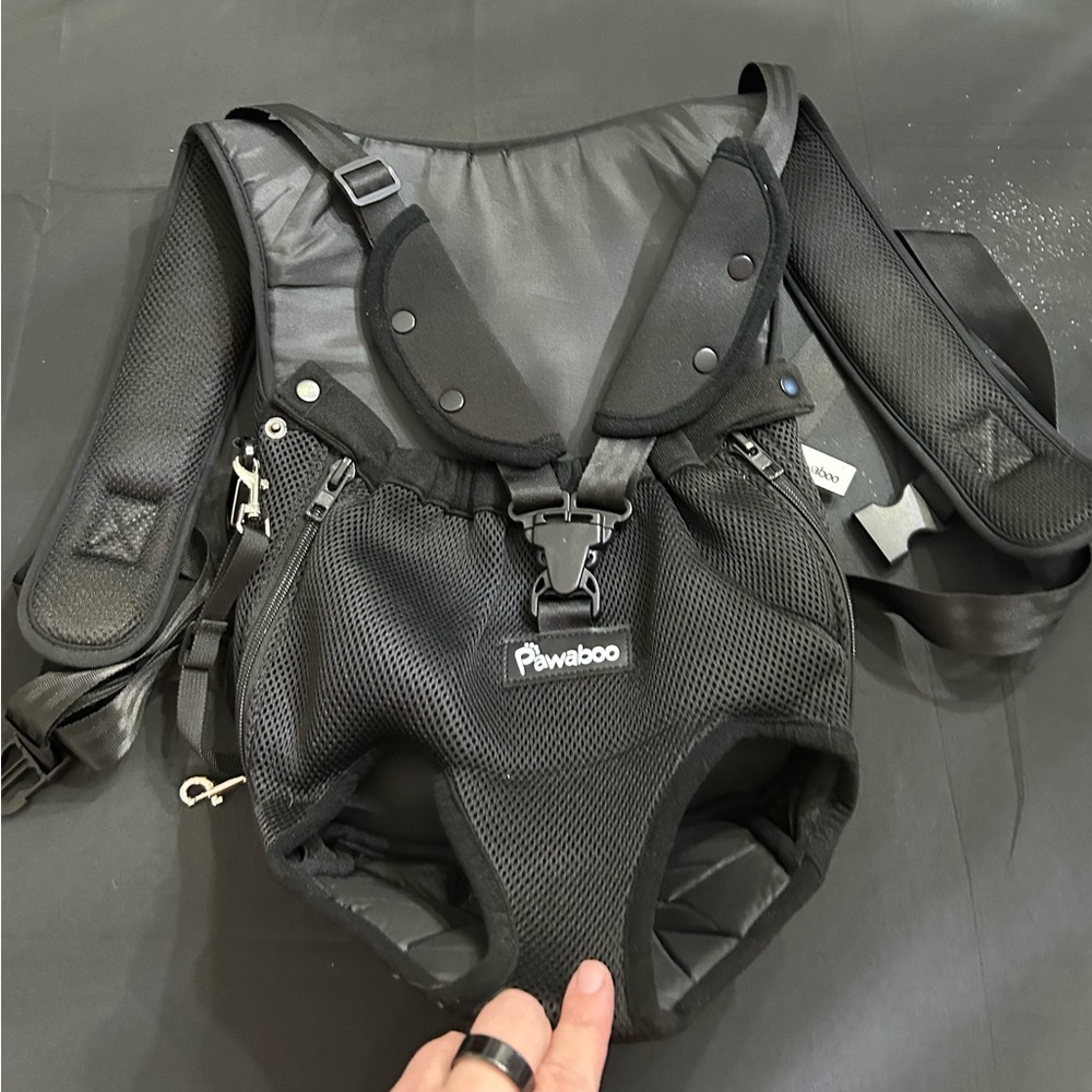 Black Pawaboo Front Dog/Cat Pet Carrier‎ Backpack, Adjustable Size Large